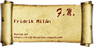 Fridrik Milán névjegykártya