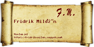 Fridrik Milán névjegykártya
